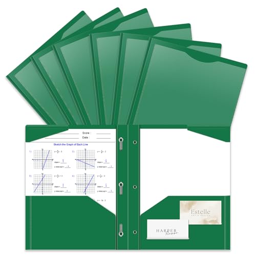 6 Pack Heavy Duty Plastic Pocket Folder with Prongs and Clear Front Pocket, 3 Pockets Folders with 3 Prongs and 2 Card Slot, Yellow File Folders Fit Letter Size Paper for Office School Home Business - color: Yellow