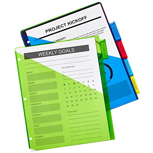 Avery Dividers for 3 Ring Binders, 5-Tab Sets, Two-Pocket Plastic Binder Dividers with Tabs, Multicolor, 3 Sets (71906) (Pack of 8) - size: 5 Tab (Pack of 8)