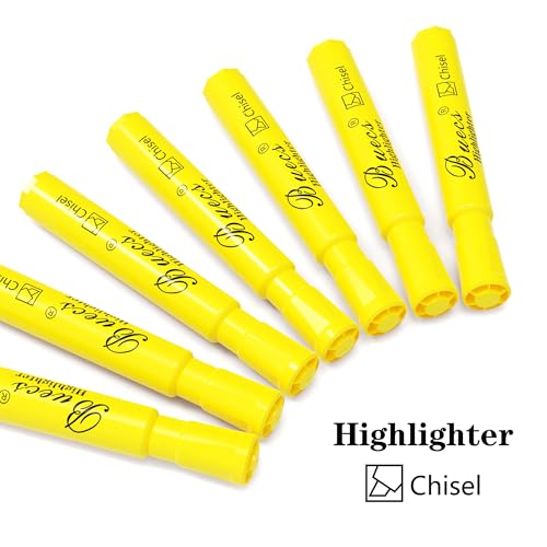 Buecs Highlighters Bulk Pack, 96 Count, Chisel Tip,Fluorescent Yellow, suitable for Adults Highlighting Planner Notes, Office School Supplies