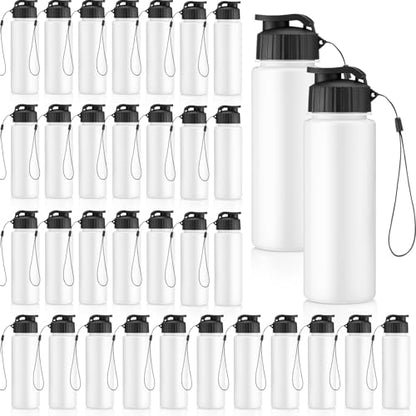 Domensi 50 Pieces Plastic Water Bottle Bulk 17 oz Sports Adults Reusable Large Water Bottles with Leak Proof Flip Top for Adults Fitness (Solid White) - color: Solid White