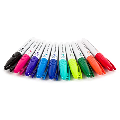 U Brands Low-Odor Mini Dry Erase Markers, Set of 10, Assorted Colors, Non-Toxic, Medium (2 mm) Point - style: 10 Count Mini - Bright Colors