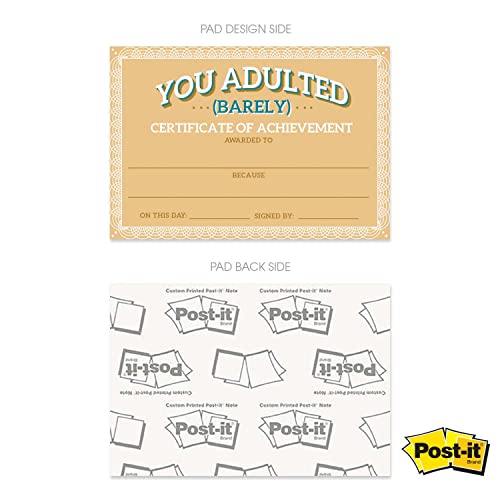 Snarky Achievement Certificate Fill in Sticky Note Pads / 6" x 4" Repositionable Office Humor Award Sticky Pads / 50 Sheets Per Pad/Set of 5 Designs/Made in USA - color: Snarky