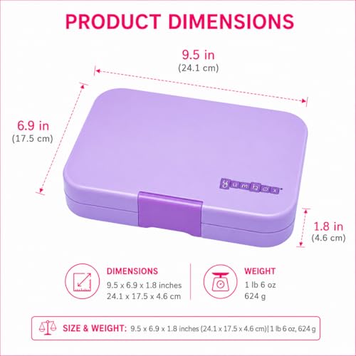 Yumbox Tapas Leakproof Bento Box, 4 Compartments, Seville Purple | Large 4.2-Cup Capacity | Sandwich-Friendly| Removable Compartment Tray | Easy-Open Single Latch | Ideal for Teens & Adults - color: Seville Purple Rainbow