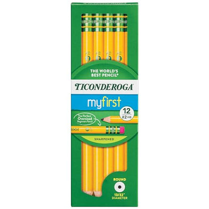 Ticonderoga My First Wood-Cased Pencils, Pre-Sharpened, 2 HB, Yellow, 12 Count - style: 12 Pack