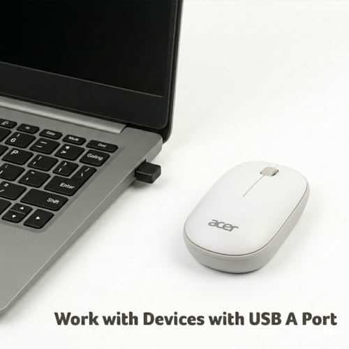 Acer Computer Mouse Wireless, 2.4G Slim USB Wireless Mice with USB-A Receiver, 1600 DPI Optical, Laptop Mouse with Plug and Play for Right/Left Handed Users (for Chromebooks, Windows PC & Mac) White - style: Bubble mouse, white
