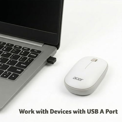 Acer Computer Mouse Wireless, 2.4G Slim USB Wireless Mice with USB-A Receiver, 1600 DPI Optical, Laptop Mouse with Plug and Play for Right/Left Handed Users (for Chromebooks, Windows PC & Mac) White - style: Bubble mouse, white