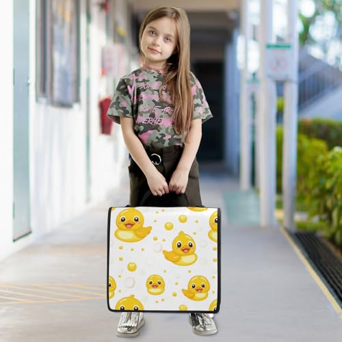 Yellow Duck Face 3 Ring Zipper Binder 500 Sheets Capacity Binder Organizer Bag with Shoulder Strap and Handle for School Office