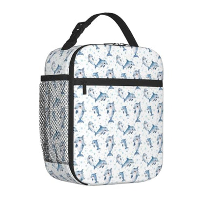 Cute Dolphin Lunch Bag 10In | Insulated Lunch Box Reusable Tote Bag For Picnic Office For Women Men - color: Style 2