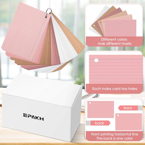 Epakh 300 Pieces Lined Index Cards 180 GSM Thick Flash Cards with Rings Notecards Punched Back to School for Studying Adults Home College Office(4 x 6 Inch,Yellow Series) - color: Yellow Series, size: 4 x 6 Inch