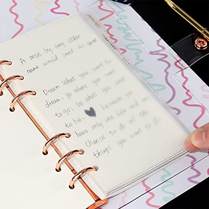 Koqye 12PCS Personal Binder Dividers with 6 Blank Tabs & Planner Stickers | 3.75" x 6.75", Plastic Side Tab Dividers Refillable Page Protectors for 6-Ring Binders, Planner, Agenda - color: Clear - 2 Sets