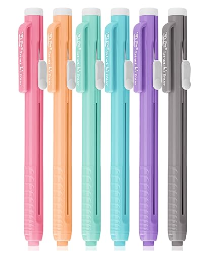 Mr. Pen- Retractable Mechanical Eraser Pens, 6 Pack, Vibrant Colors | Latex-Free Precision Pencil Erasers for Artists, Students, Drawing, Sketching & Drafting | Latex-Free Precision Pencil Erasers for Artists, Students, Drawing, Sketching & Drafting - col
