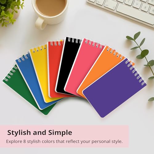 Taja Set of 8 Mini Pocket Notebook Top Spiral Nursing Notepads | Bright 3" x 5", Mini Little Spiral Notebook, Nursing Notepad, Perfect for Work, School, Office, Nurse, Travel - color: Bright