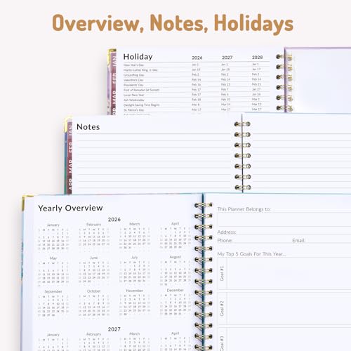 Forvencer 2026 Planner, Weekly and Monthly Calendar Planner for Women, Jan 2026 - Dec 2026, 8.5" x 11", Hardcover Planning Agenda book with Monthly Tabs, Spiral Bound, Inner Pocket, Cute Journal Organizer Notebook for Office School, A4 Size, Leopards - co