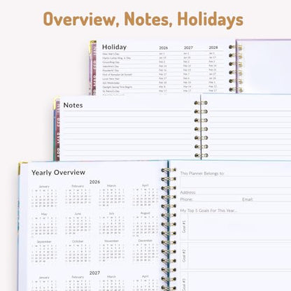 Forvencer 2026 Planner, Weekly and Monthly Calendar Planner for Women, Jan 2026 - Dec 2026, 8.5" x 11", Hardcover Planning Agenda book with Monthly Tabs, Spiral Bound, Inner Pocket, Cute Journal Organizer Notebook for Office School, A4 Size ,Purple - colo
