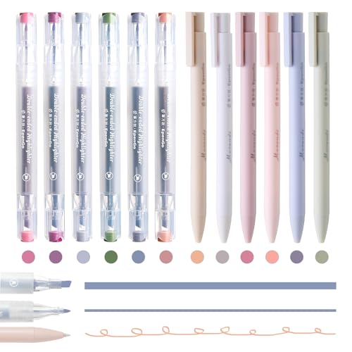 Bible Highlighters, 12 Pack Pastel No-Bleed Dual Chisel & Fine Tip | Double-ended chisel & fine tips, quick-dry no-bleed pastel ink. Ideal for Bible study, school notes, journaling & art crafts. - color: Morandi colors