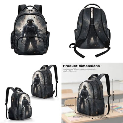 Cool Astronaut Backpack for Boys Girls 4-18 Kids Backpack with Lunch Box and Aesthetic Pencil Case 4 in 1 Set Bookbag for Elementary Kindergarten Large Capacity School Bag with Compartments - color: Cool Astronaut