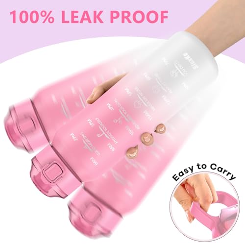 SLUXKE 17oz Insulated water bottles with 2 Lids (Straw and Chug Lid), 18/10 Stainless Steel Water Bottle BPA Free, Double Wall Vacuum Wide Mouth Insulated for Men, Women & Kids PINK WHITE - color: PINK WHITE, size: 17 Ounces