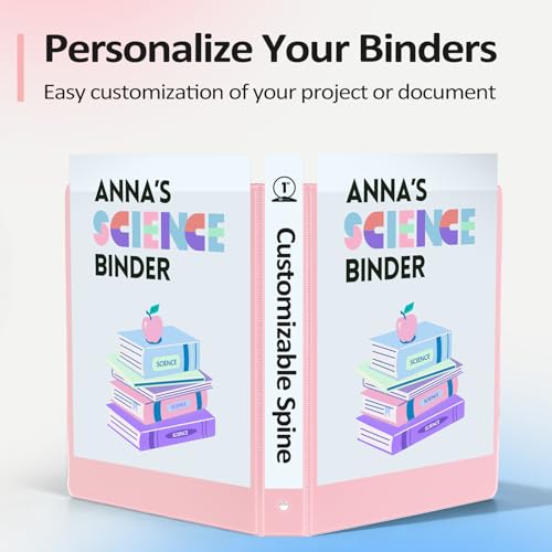 BinderX Extra Durable 3 Ring Binder, Round Rings 1 Inch Binder, Fits 175 Sheets of 8.5x11 Paper, Customizable View Cover with Inside Pockets, Cute 1" Binders, 1 Inch Binders 3 Ring, Aqua Blue - color: Aqua Blue, size: 1 inch