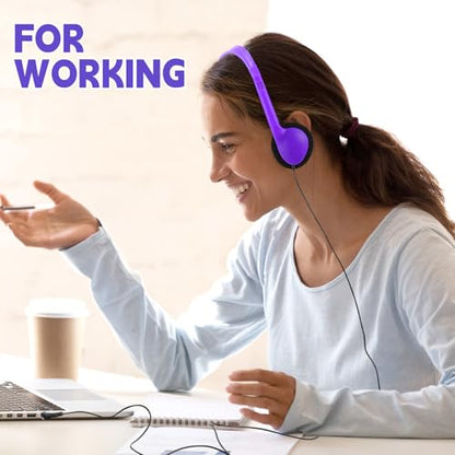 Konohan 30 Pack Headphones Bulk Headphone for School Classroom Student Wired Headphones Adjustable with 3.5 mm Jack for Adults (Purple) - color: Purple