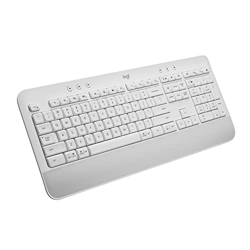 Logitech Signature K650 Comfort Full Size Wireless Keyboard - Off White | BLE Bluetooth or Logi Bolt USB receiver, deep-cushioned keys, integrated numpad, compatible with most OS, PC, Windows, Mac - color: Off White, style: Keyboard