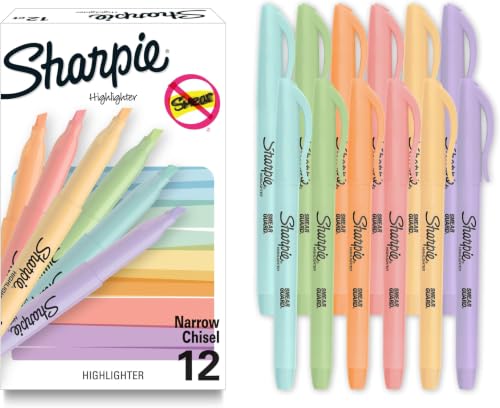 Sharpie Pocket Highlighters, Mild Pastel Colors, Assorted, Chisel Tip, 12 Count - School, Home, and Office Use, Teacher Supplies (Pack of 12) - size: 1 Count (Pack of 144)