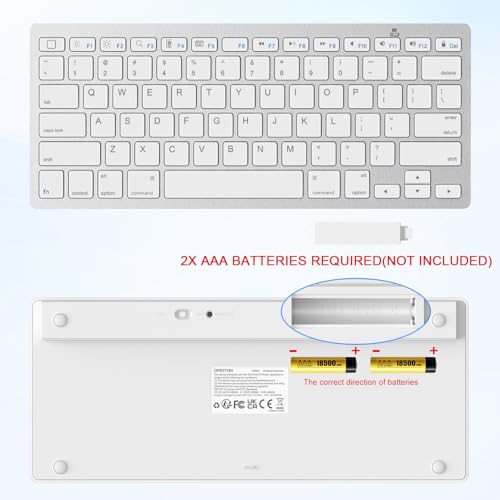 OMOTON Ultra-Slim Bluetooth Keyboard for iPad 11th/10th/9th/8th/7th, iPad Pro/Air/Mini and iPhone Series, Wireless iOS Keyboard with 12 Multimedia Keys for Office, Home, Travel, School, White - color: White
