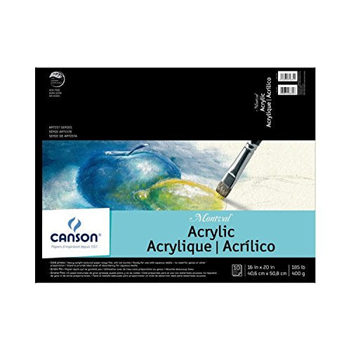 Canson Artist Series Acrylic Paper, Foldover Pad, 16x20 inches, 10 Sheets (185lb/400g) - Artist Paper for Adults and Students - size: 16"X20"