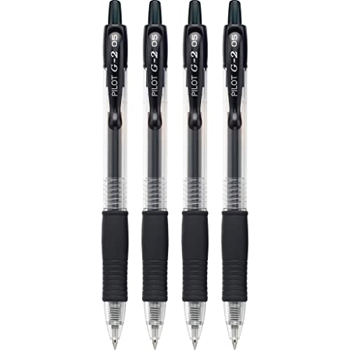 Pilot, G2 Premium Gel Roller Pens, Extra Fine Point 0.5 mm, Pack of 4, Black
