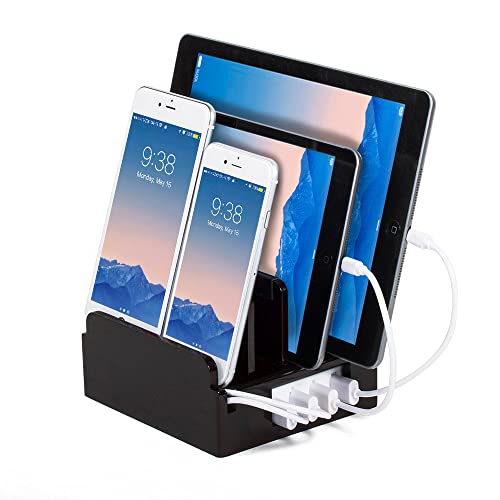 The Compact Charging Station by Great Useful Stuff - Say Goodbye to Clutter, The Compact Way. Desk Organizer Dock and Stand - Cherry