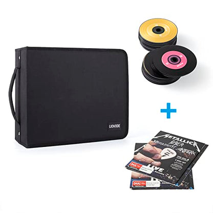 LIOVODE DVD Case 128 DVDs and 64 Booklets Capacity, CD/Blu-ray Storage Binder Case with Booklet Inserts Media Organizer Holder Black Blu ray Wallet for Car (128 Capacity) - size: 128 Capacity