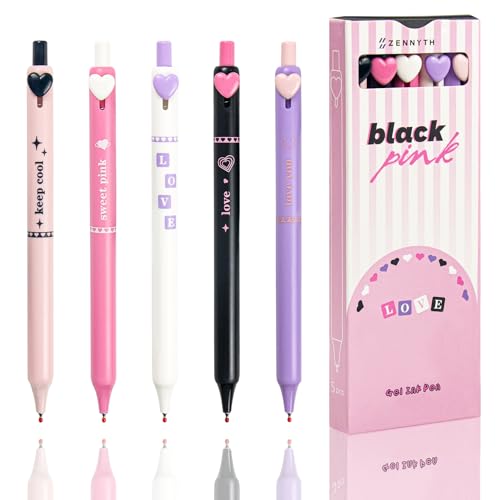 Gel Pens 5-Pack Quick-Dry Smudge-Resistant Ink, Writing Tools for School, Office, Creative Projects | Aesthetic Gift Set for Students/Teachers/Nurses/Professionals (Pink) - color: Pink