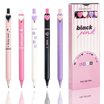 Gel Pens 5-Pack Quick-Dry Smudge-Resistant Ink, Writing Tools for School, Office, Creative Projects | Aesthetic Gift Set for Students/Teachers/Nurses/Professionals (Pink) - color: Pink