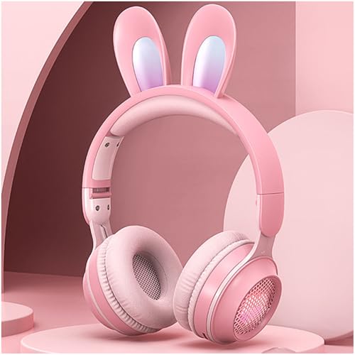 Kids Bluetooth Cat Ear Headphones LED Light, Noise Cancelling, Pink | Delight your child with these stylish LED cat ear headphones premium noise cancellation, built-in mic, and wireless ease. - color: Rabbit Pink