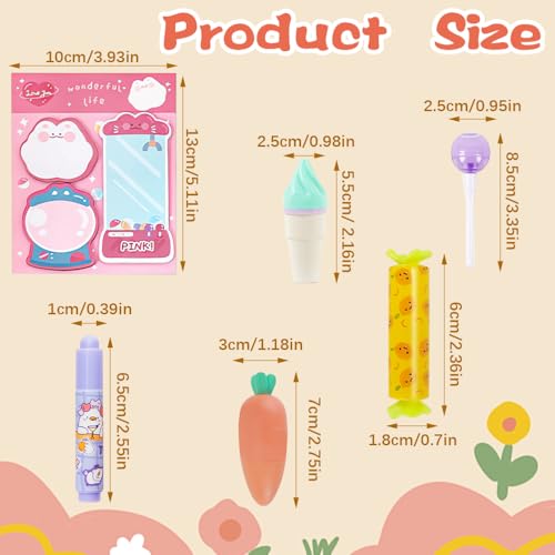 28Pcs Mini Highlighter, Candy Pastel Fun Highlighter with Sticky Notes | Used for Writing, Drawing, Diary Writing, PP and ABS Materials,