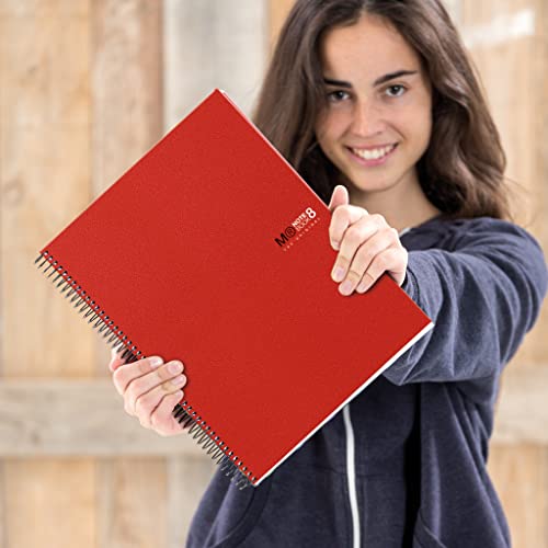 Miquelrius 8 Subject Spiral Notebook, College Ruled, Red (6.5" x 8")