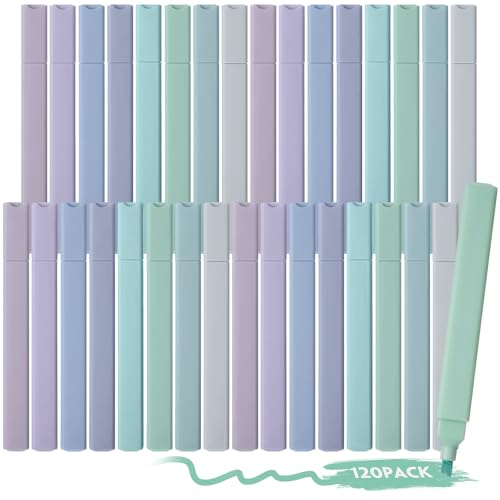 Marspark 120 Pcs Highlighters Bulk Chisel Tip Aesthetic No Bleed Cute Color Marker Pens for Journal Planner Notes School Study Office Supplies (Avender Mint Colors) - color: Avender Mint Colors