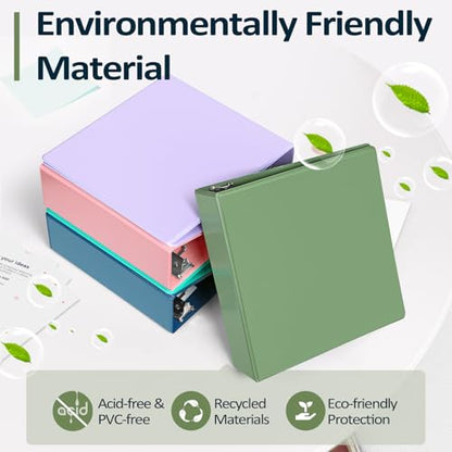 Sooez 3 Ring Binder 3 Inch, Large Binder with Pocket, Olive Green, 8.5"x11" | Holds 670-Sheet of Letter Paper, Extra Durable, PVC-Free, Clear View Cover, Interior Pockets, Eco-Friendly, School, Office - color: Olive Green, size: 3 inch