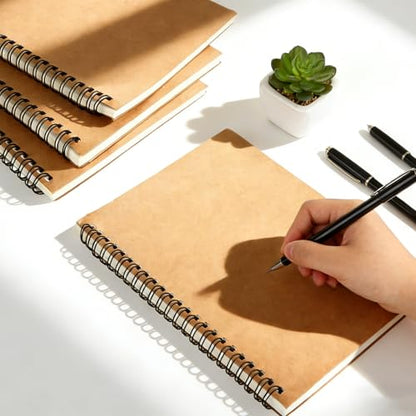 24 Pack A5 Bulk Spiral Notebooks with Kraft Cover, 8.3 x 5.8 Inch 120 Pages Hardcover Spiral Lined Notebook Journal, Lined Travel Bulk Writing Notebook for School Office Supplies(Black, Kraft) - color: Black and Kraft