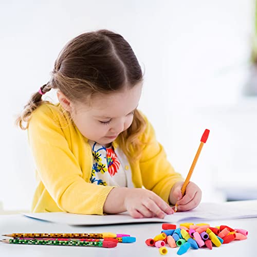 500 Pack Pencil Eraser Caps Pastel Colors Latex Free Pencil Pencil Eraser Toppers Arrowhead Caps Erasers for School Supplies,Deep Color - color: Deep Colour