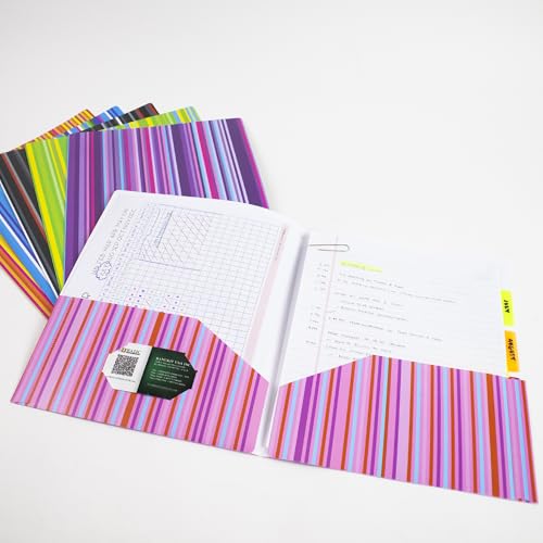 BAZIC Products Striped Poly 2-Pocket Folder, 48-Case | two interior pockets, Holds letter-size 8.5 x 11 in sheets for school and office - size: 48-Pack