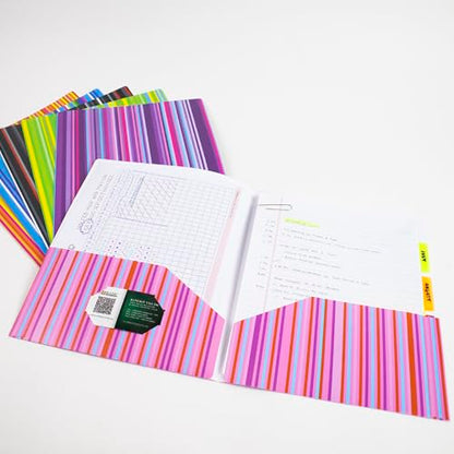 BAZIC Products Striped Poly 2-Pocket Folder, 48-Case | two interior pockets, Holds letter-size 8.5 x 11 in sheets for school and office - size: 48-Pack