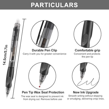 USUAL Retractable Erasable Gel Pens, 0.5mm Fine Point, 20 Black Ink Pens, Make Mistakes Disappear, Smooth Writing for Office & Back-to-School Supplies (20 Black) - color: 20 Black