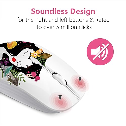 JUHOO Wireless Mouse with Nano Receiver for PC, Laptop, Notebook, Computer, MacBook, Less Noise, Portable Mobile Optical Mice - style: Forest Girl