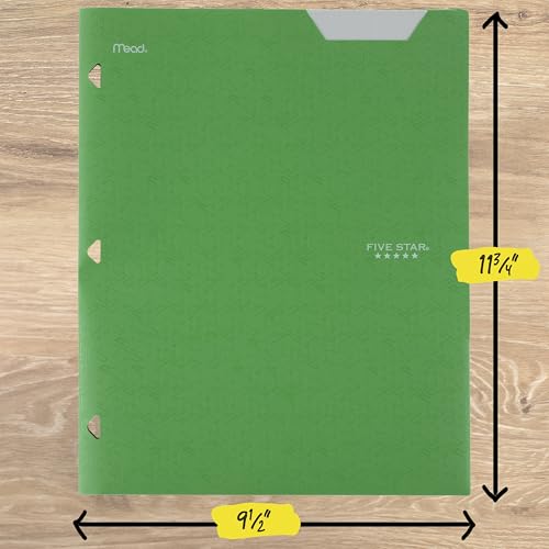 Five Star 2-Pocket Folder, Plastic Folder with Stay-Put Tabs, Fits 3-Ring Binder, Holds 8-1/2" x 11" Paper, Forest Green (333420E-ECM) - color: Forest Green