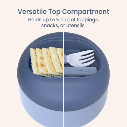 Bentgo Bowl - Insulated Leak-Resistant Bowl with Snack Compartment, Collapsible Utensils and Improved Easy-Grip Design for On-the-Go - Holds Soup, Rice, Cereal & More - BPA-Free, 21.2 oz (Slate) - color: Slate