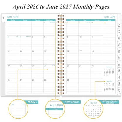 Daily Planner 2026-2027 Full Page Per Day- 2026-2027 Daily & Monthly Planner from July 2026 to June 2027, Day Planner 2026-27 with 12 Months Tabs, 6.4" x 8.5", Black Flowers - color: Black Flowers, size: 6.4" x 8.5"
