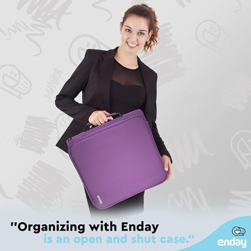 Zipper Binder 3 Ring, Large 2 Inch Binder with Zipper, 880 Sheet Capacity with Durable Handle, Multiple Pockets School Organizer, Purple - by Enday - color: Purple