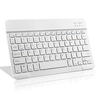 Wireless Keyboard for Amazon Fire HD 8 Tablet,Universal Slim Portable Bluetooth Keyboard Compatible with Amazon Fire Tablet HD 8 Keyboard with Built in Rechargeable Battery,White
