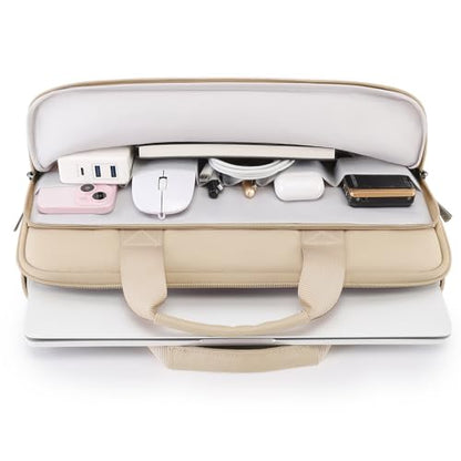 DOMISO 14 inch Laptop Case Sleeve Protective Cover Compatible with MacBook Air 15 M4 M3 M2,MacBook Pro,14-15 inch HP Dell ASUS Lenovo Chromebook,Waterproof Computer Bag with Handle,Beige - color: Beige, size: 14 inch