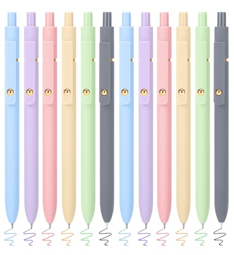 FIOVER Colored Pens, 12 Pack Colorful Gel Pens, Quick-Dry 0.7mm Medium Point for Journaling, Note Taking, Doodling, Aesthetic Office School Supplies, Gifts for Women Men(12PCS Multiple Colors) - color: 12PCS Multiple Colors